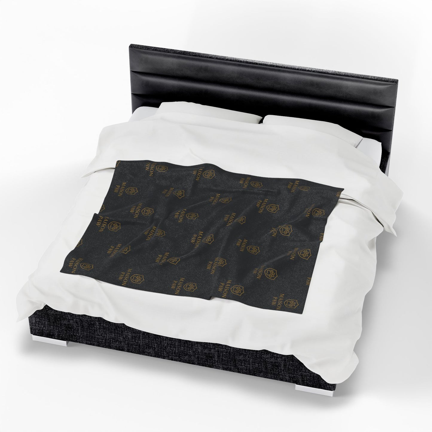 Velveteen Plush Blanket — Luxury 'Maison Paw' Monogram Throw
