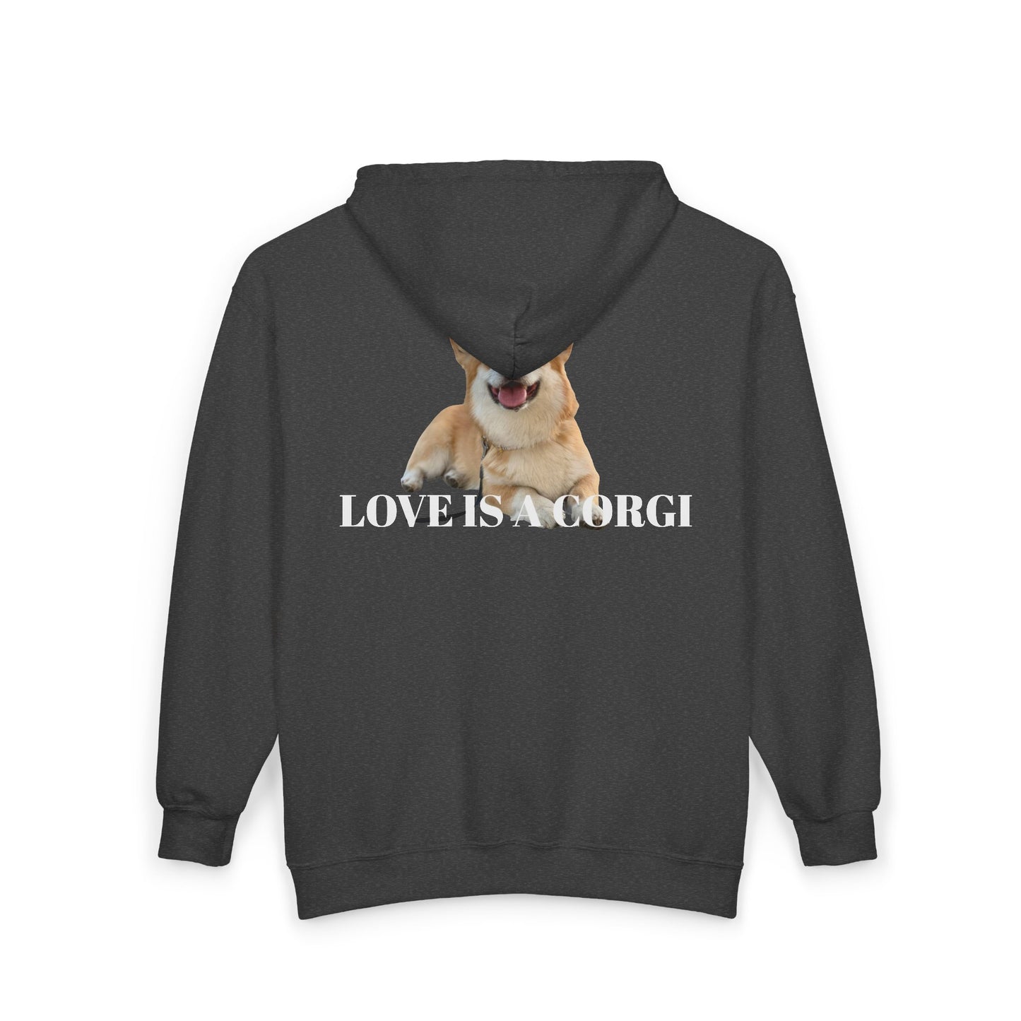 Corgi Love Full‑Zip Hoodie — 'Love Is a Corgi' Graphic Zip-Up