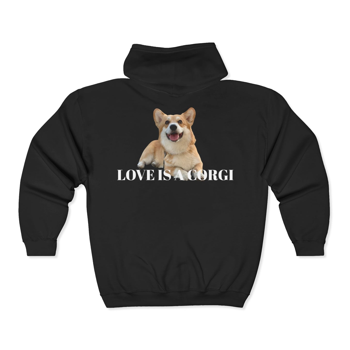 Corgi Love Full‑Zip Hoodie — 'Love Is a Corgi' Graphic Zip-Up
