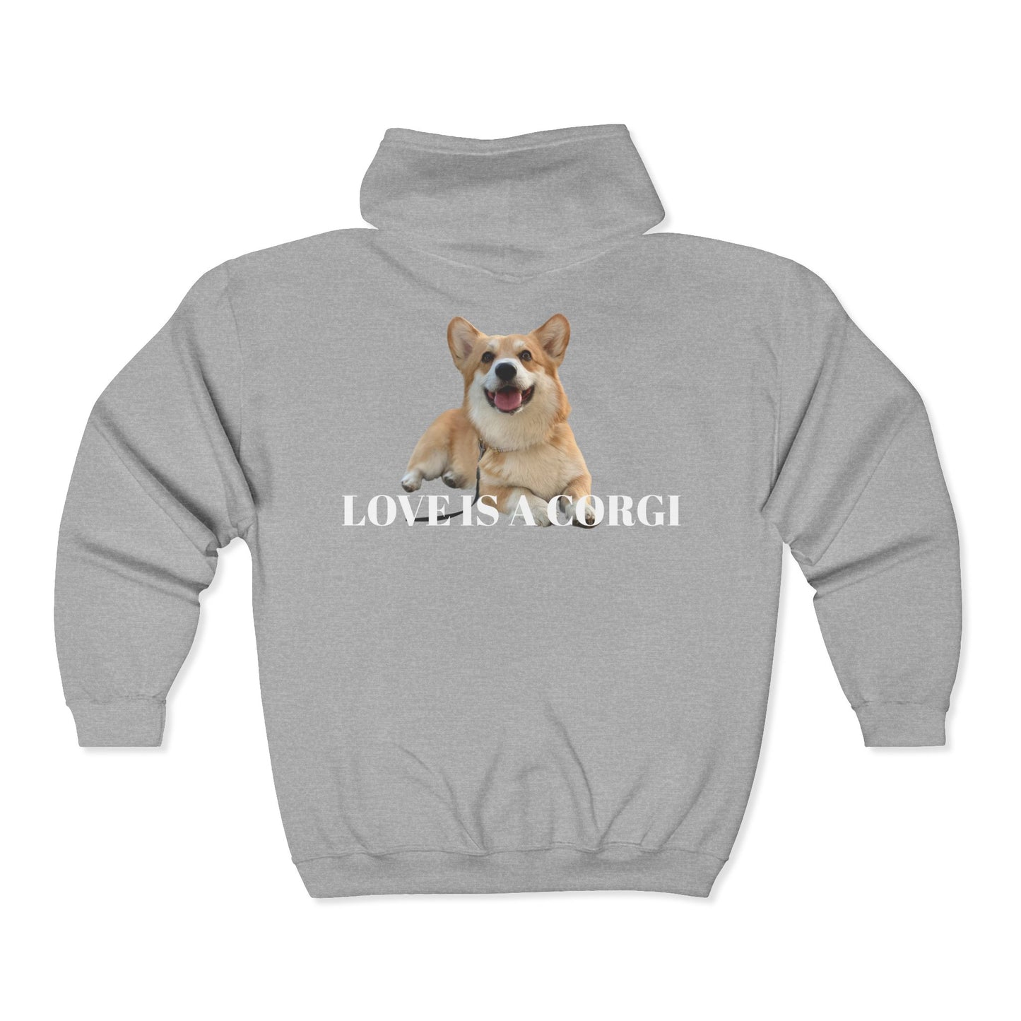 Corgi Love Full‑Zip Hoodie — 'Love Is a Corgi' Graphic Zip-Up