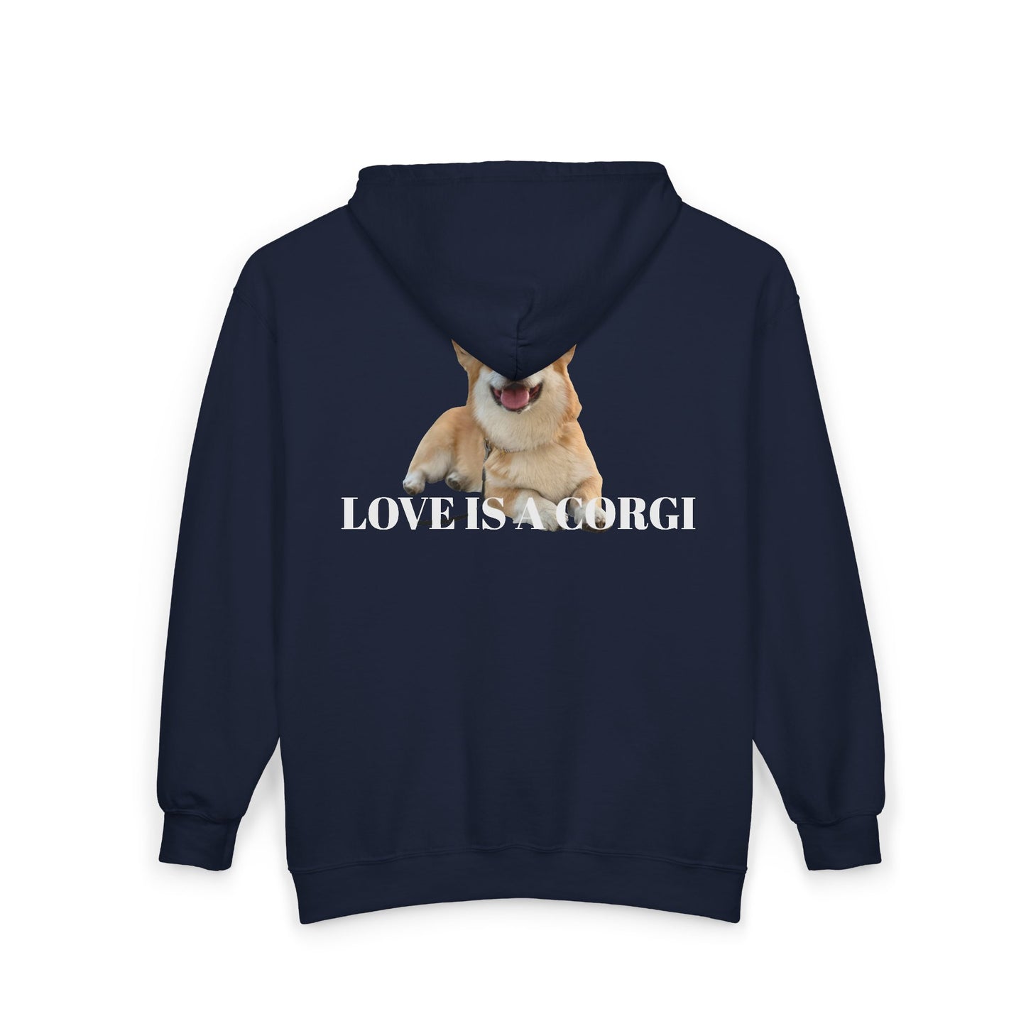 Corgi Love Full‑Zip Hoodie — 'Love Is a Corgi' Graphic Zip-Up