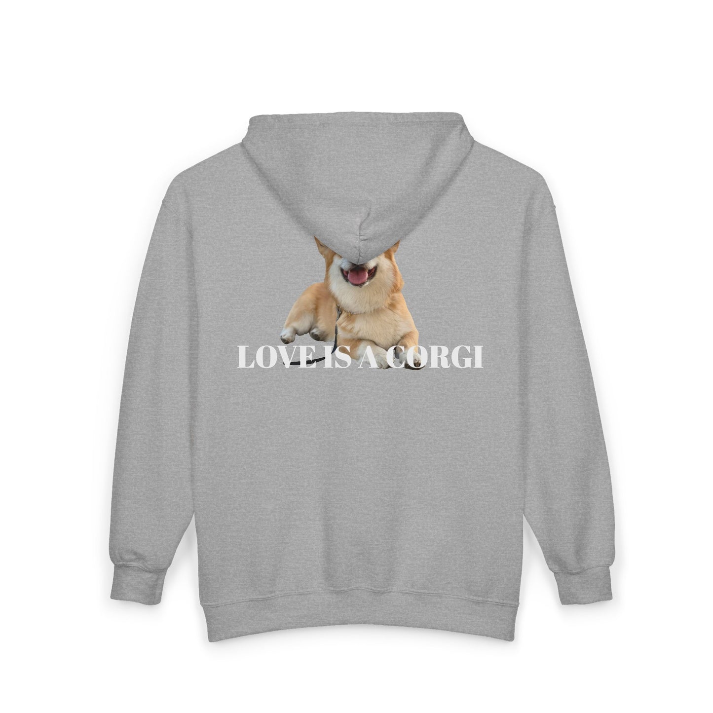 Corgi Love Full‑Zip Hoodie — 'Love Is a Corgi' Graphic Zip-Up