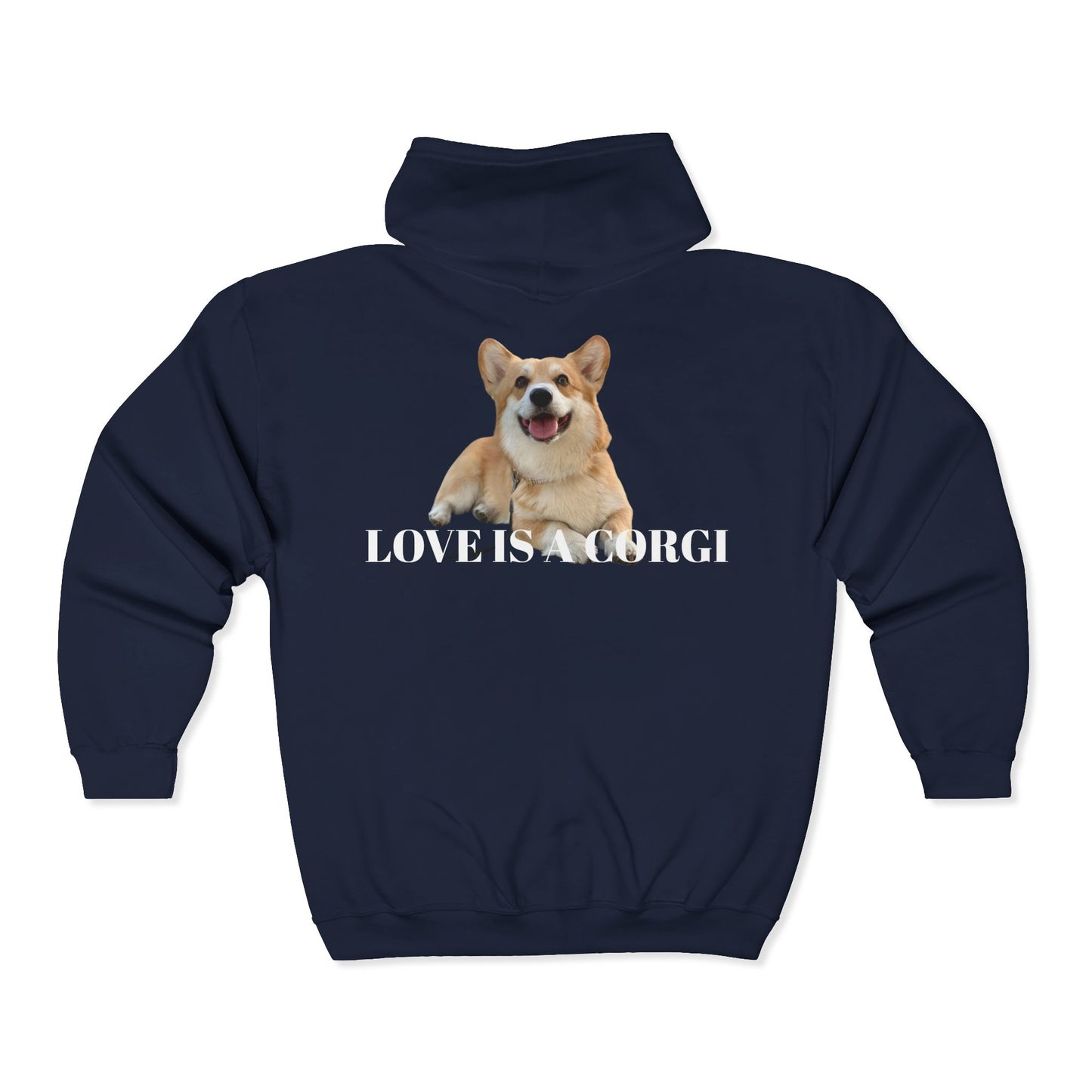 Corgi Love Full‑Zip Hoodie — 'Love Is a Corgi' Graphic Zip-Up