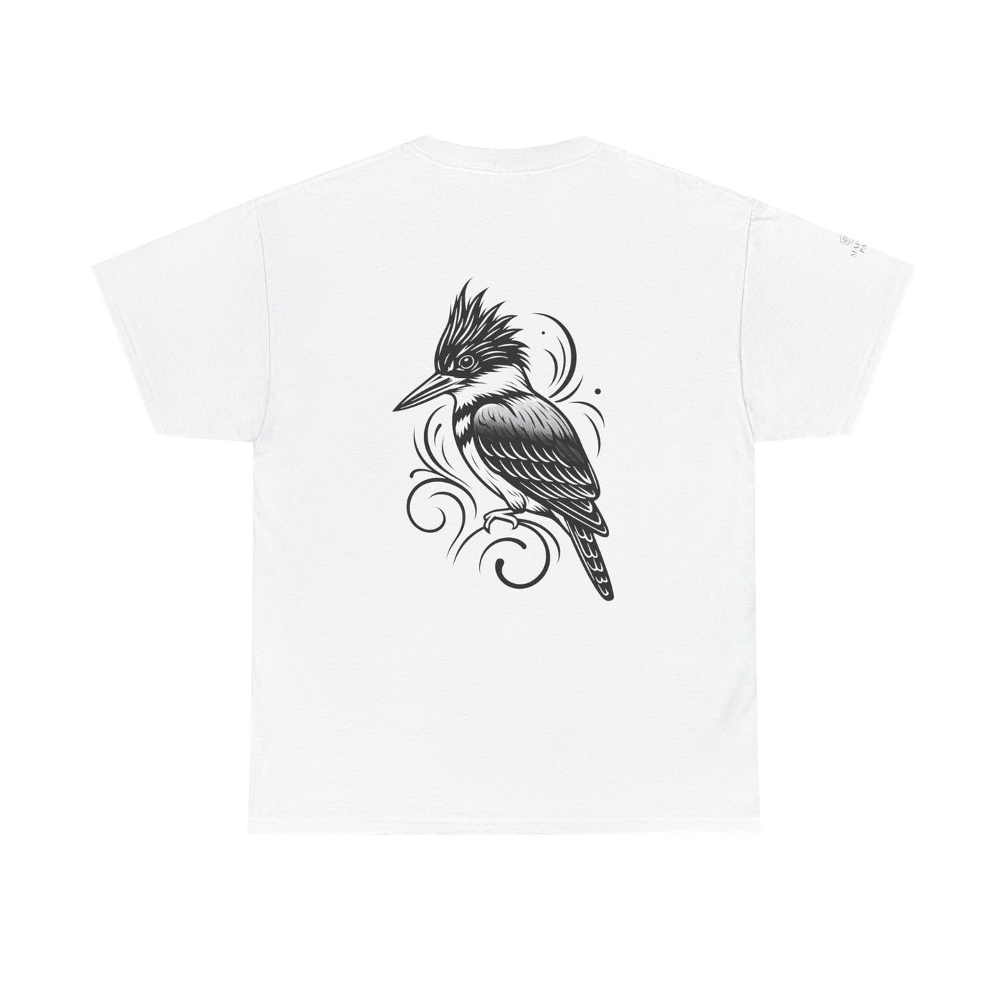 Kookaburra Illustration Tee — Black Ink Bird Art T-Shirt